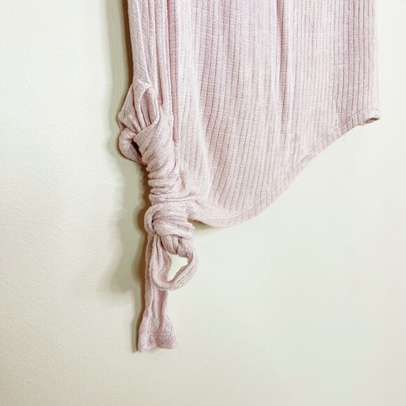 Hem & Thread Ribbed Sleeveless Tank Top Asymmetrical Side Tie Pink Purple Small - Picture 4 of 10